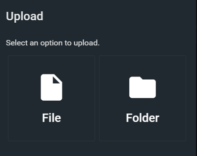 Выбор варианта загрузки в File Browser